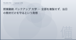 授業継続 バックアップ 大学 - 全部を複製せず、当日の教材だけを守るという発想 | YOUMU INC.